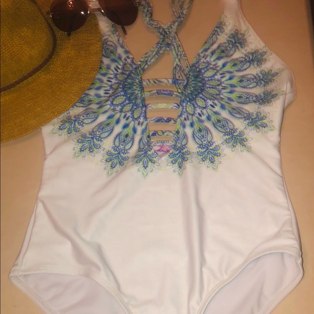 NWOT YMI HALTER WHITE ONE PIECE